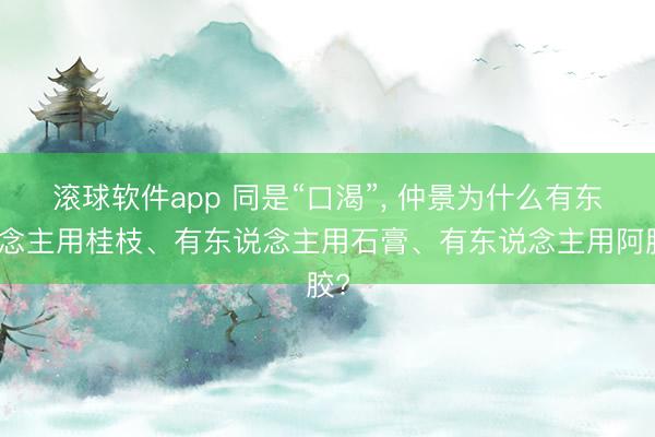 滚球软件app 同是“口渴”， 仲景为什么有东说念主用桂枝、有东说念主用石膏、有东说念主用阿胶?