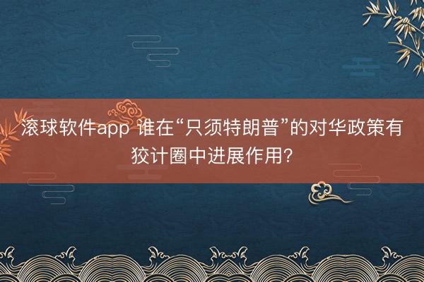 滚球软件app 谁在“只须特朗普”的对华政策有狡计圈中进展作用？