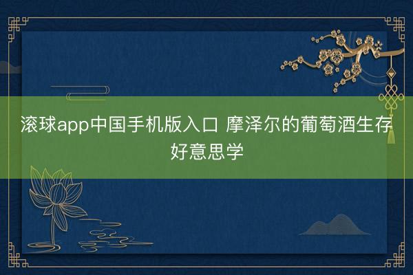 滚球app中国手机版入口 摩泽尔的葡萄酒生存好意思学