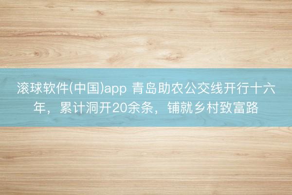 滚球软件(中国)app 青岛助农公交线开行十六年，累计洞开20余条，铺就乡村致富路