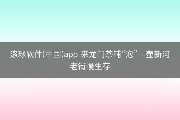 滚球软件(中国)app 来龙门茶铺“泡”一壶新河老街慢生存