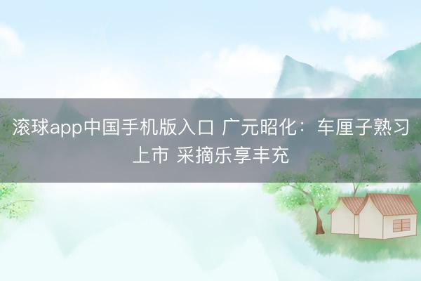 滚球app中国手机版入口 广元昭化：车厘子熟习上市 采摘乐享丰充
