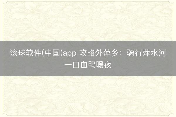 滚球软件(中国)app 攻略外萍乡：骑行萍水河一口血鸭暖夜