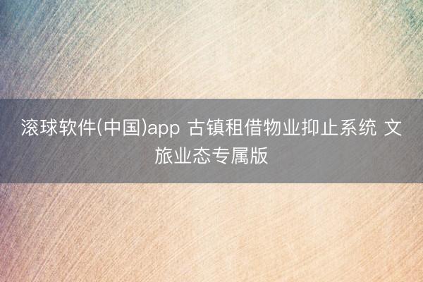 滚球软件(中国)app 古镇租借物业抑止系统 文旅业态专属版