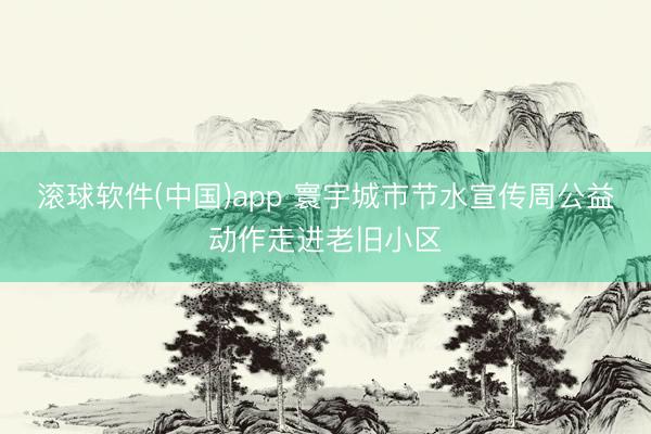 滚球软件(中国)app 寰宇城市节水宣传周公益动作走进老旧小区
