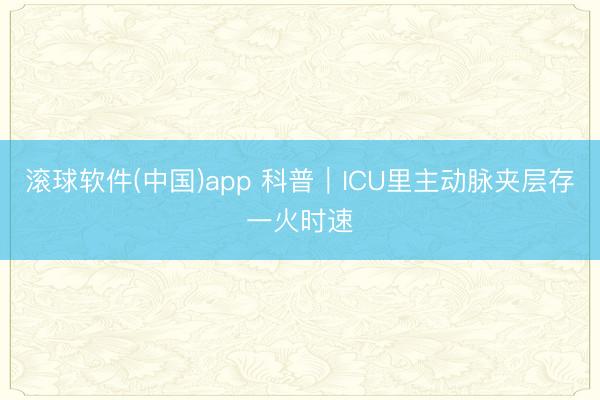 滚球软件(中国)app 科普｜ICU里主动脉夹层存一火时速