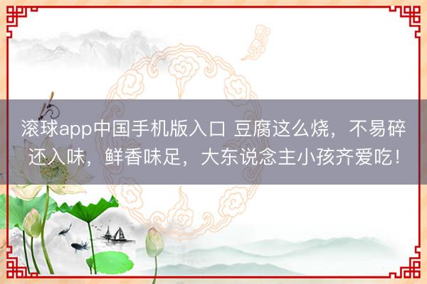 滚球app中国手机版入口 豆腐这么烧,不易碎还入味,鲜香味足,大东说念主小孩齐爱吃!