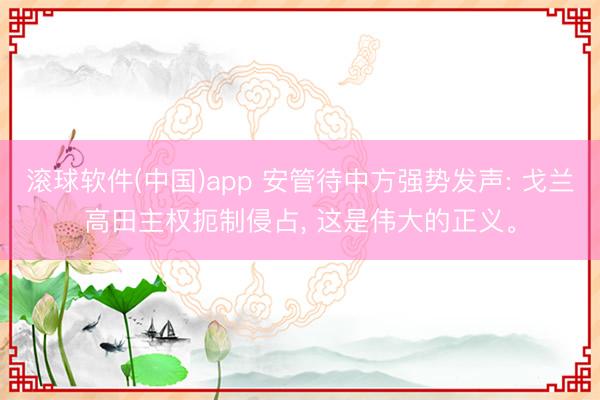 滚球软件(中国)app 安管待中方强势发声: 戈兰高田主权扼制侵占， 这是伟大的正义。