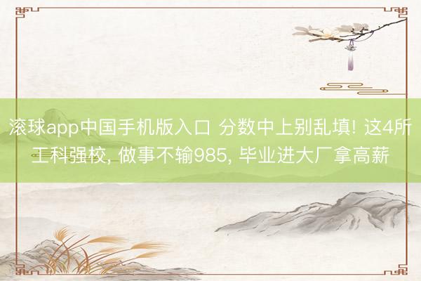 滚球app中国手机版入口 分数中上别乱填! 这4所工科强校， 做事不输985， 毕业进大厂拿高薪