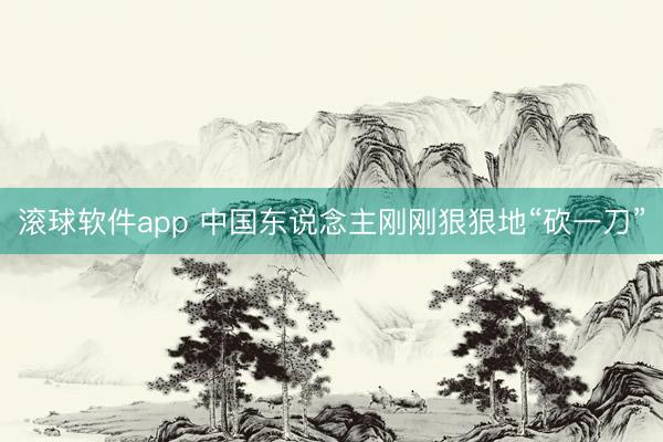 滚球软件app 中国东说念主刚刚狠狠地“砍一刀”