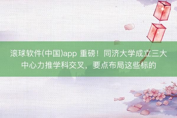 滚球软件(中国)app 重磅！同济大学成立三大中心力推学科交叉，要点布局这些标的