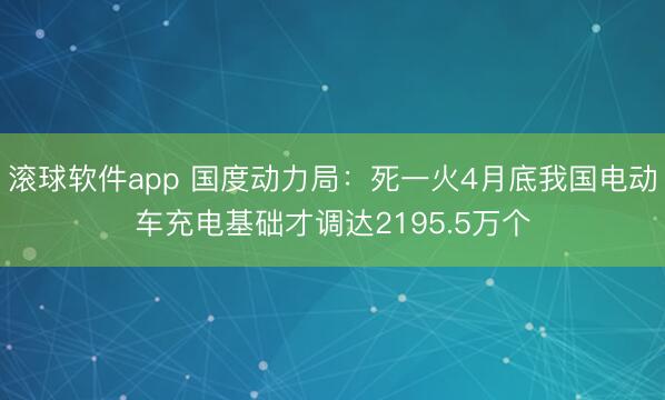 滚球软件app 国度动力局：死一火4月底我国电动车充电基础才调达2195.5万个