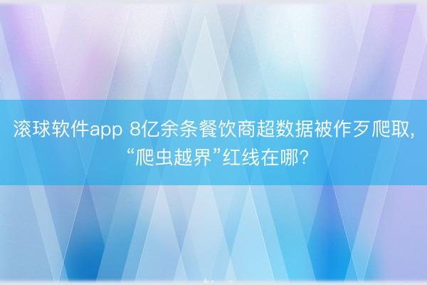滚球软件app 8亿余条餐饮商超数据被作歹爬取， “爬虫越界”红线在哪?
