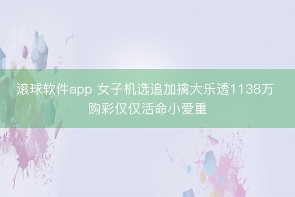 滚球软件app 女子机选追加擒大乐透1138万 购彩仅仅活命小爱重