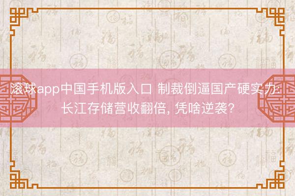滚球app中国手机版入口 制裁倒逼国产硬实力: 长江存储营收翻倍, 凭啥逆袭?