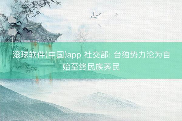 滚球软件(中国)app 社交部: 台独势力沦为自始至终民族莠民