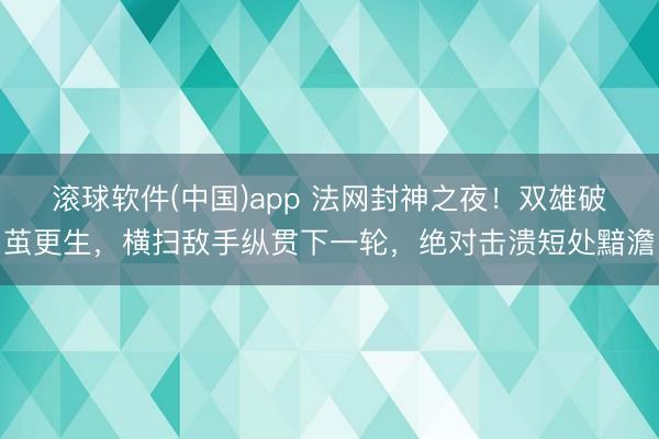 滚球软件(中国)app 法网封神之夜！双雄破茧更生，横扫敌手纵贯下一轮，绝对击溃短处黯澹