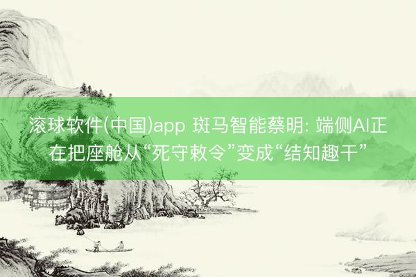滚球软件(中国)app 斑马智能蔡明: 端侧AI正在把座舱从“死守敕令”变成“结知趣干”