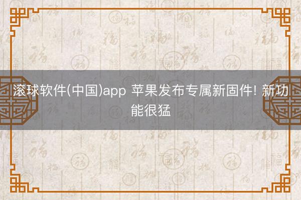 滚球软件(中国)app 苹果发布专属新固件! 新功能很猛