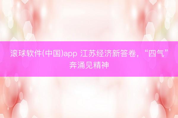 滚球软件(中国)app 江苏经济新答卷，“四气”奔涌见精神