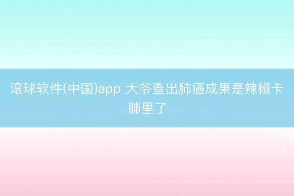 滚球软件(中国)app 大爷查出肺癌成果是辣椒卡肺里了