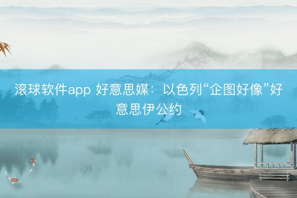 滚球软件app 好意思媒：以色列“企图好像”好意思伊公约