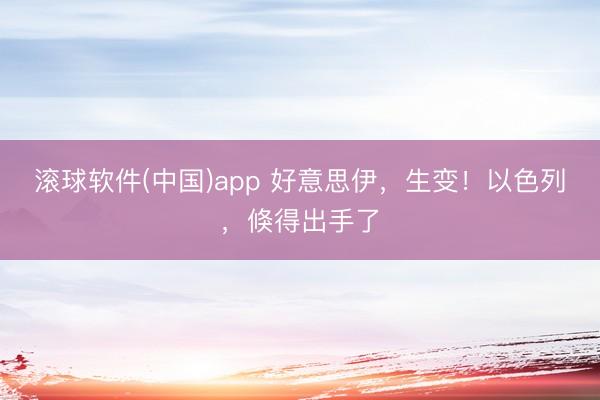 滚球软件(中国)app 好意思伊，生变！以色列，倏得出手了