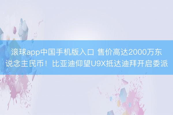滚球app中国手机版入口 售价高达2000万东说念主民币！比亚迪仰望U9X抵达迪拜开启委派