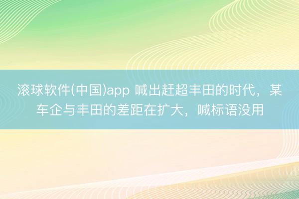 滚球软件(中国)app 喊出赶超丰田的时代，某车企与丰田的差距在扩大，喊标语没用