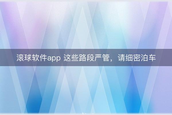 滚球软件app 这些路段严管，请细密泊车
