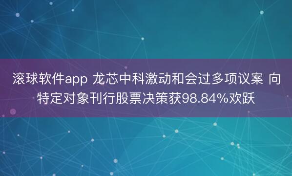 滚球软件app 龙芯中科激动和会过多项议案 向特定对象刊行股票决策获98.84%欢跃